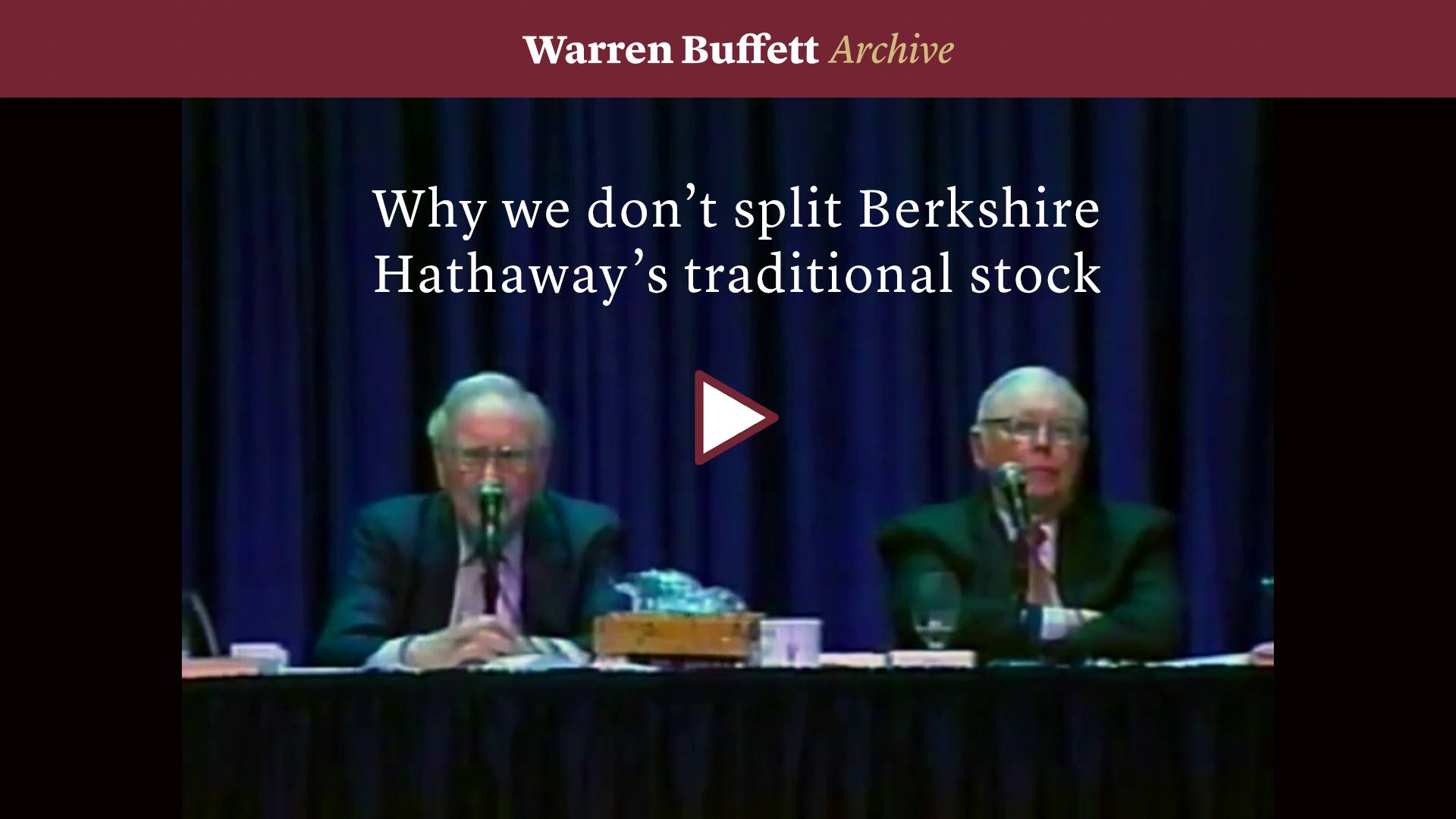 Video Why we don't split Berkshire Hathaway's traditional stock